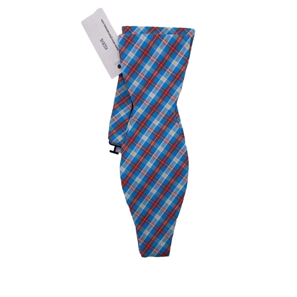 Skinny Tie Madness Bow Tie Mens OS Blue Plaid Preppy Cotton Formal
